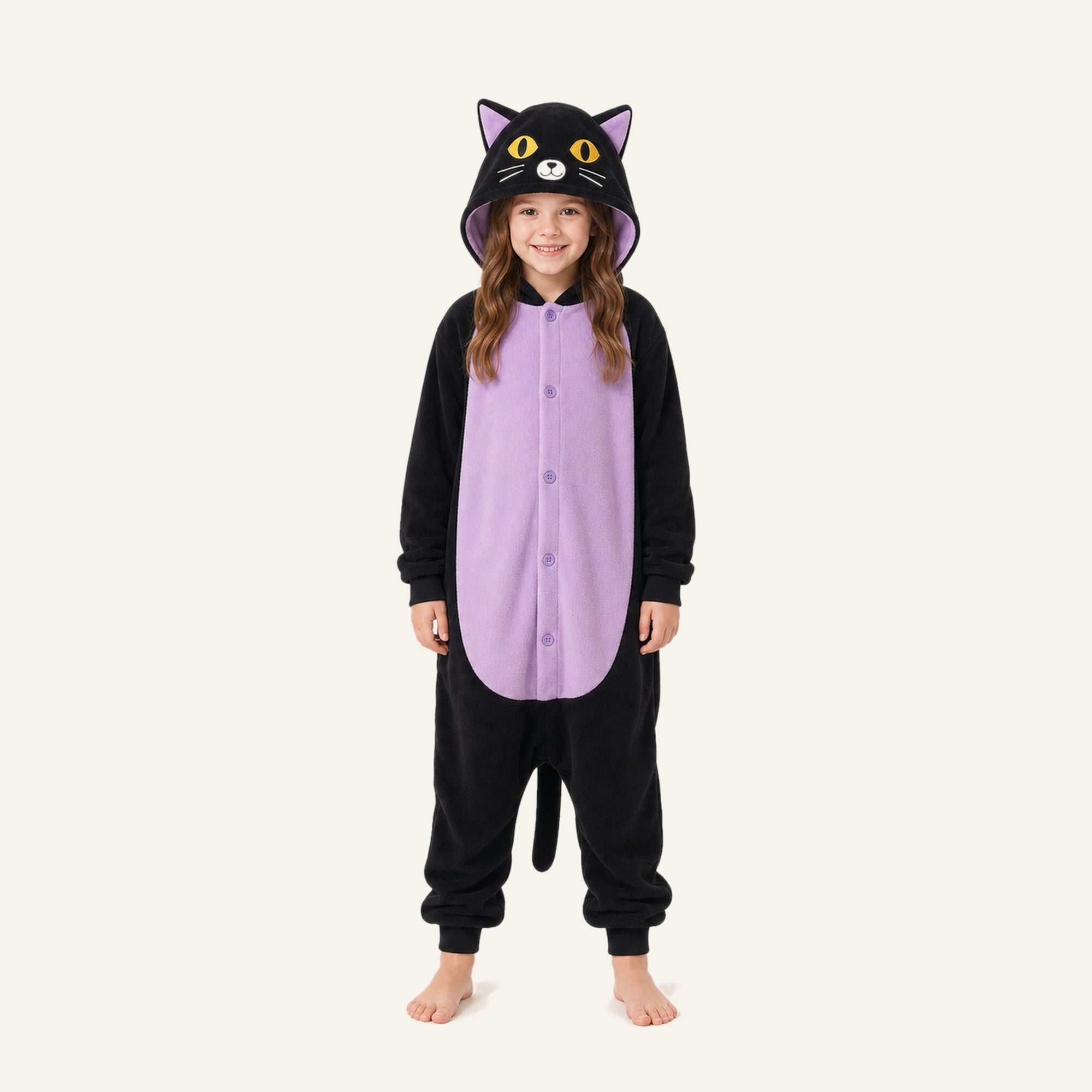 Leoxa black and purple cat kigurumi onesie — 10 size S