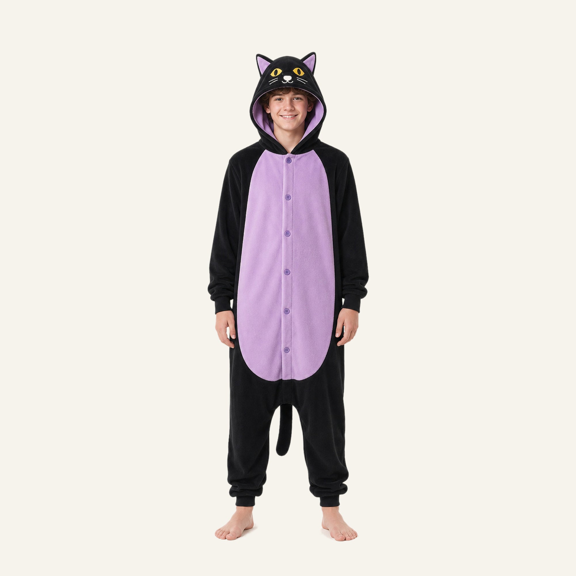 Leoxa black and purple cat kigurumi onesie — 11 size M