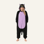 Leoxa black and purple cat kigurumi onesie — 12 size L