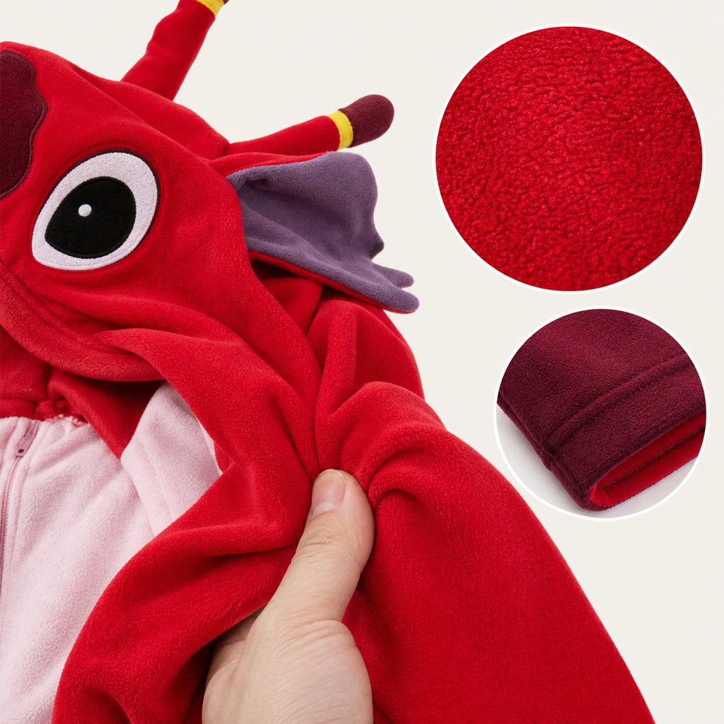 Red Creature Kigurumi Onesie - fabric detail