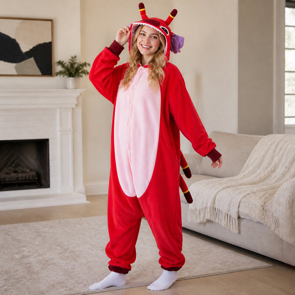 Red Creature Kigurumi Onesie - lifestyle