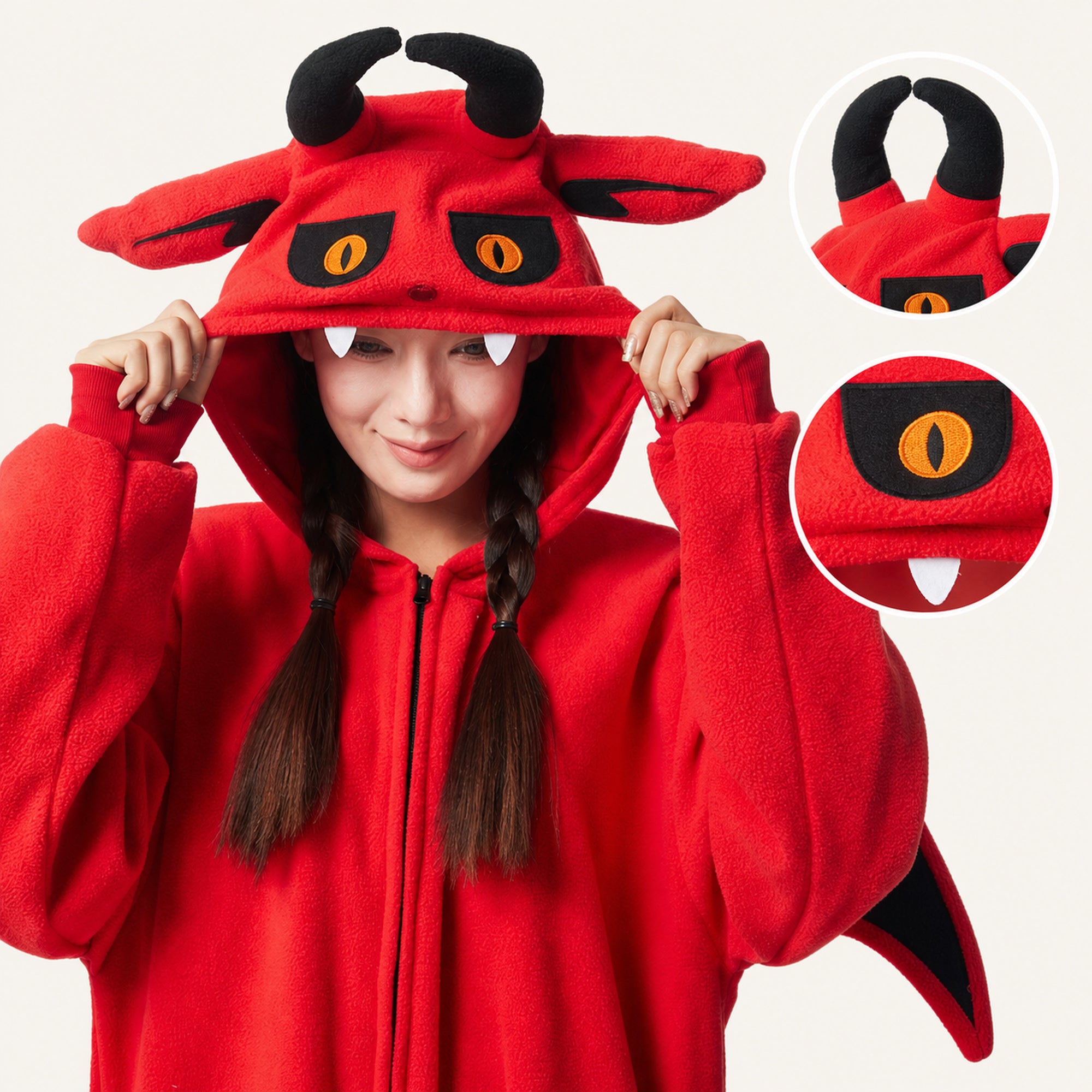 Leoxa red devil kigurumi onesie – 05 character detail