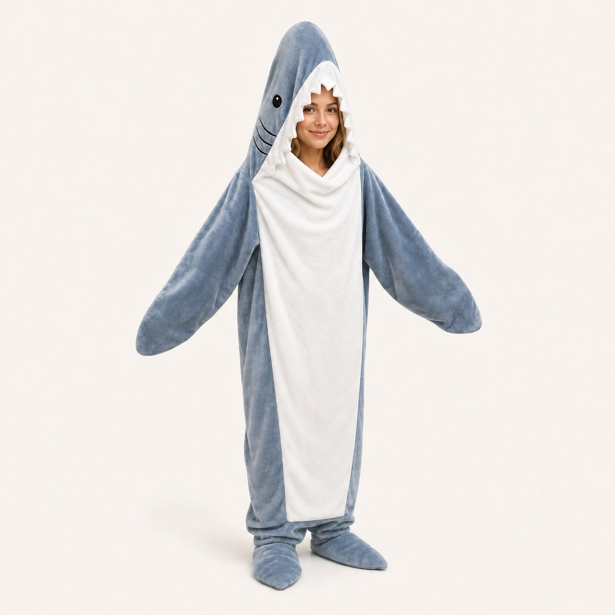 Leoxa shark kigurumi onesie — 01 hero face visible