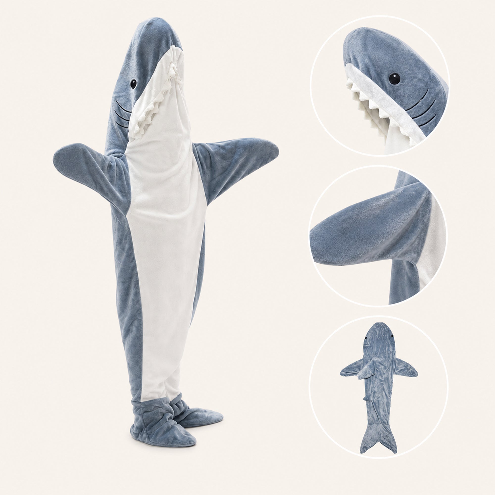 Leoxa shark kigurumi onesie — 07 feature details unified bg v2