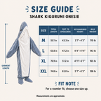Leoxa shark kigurumi onesie — 08 size guide