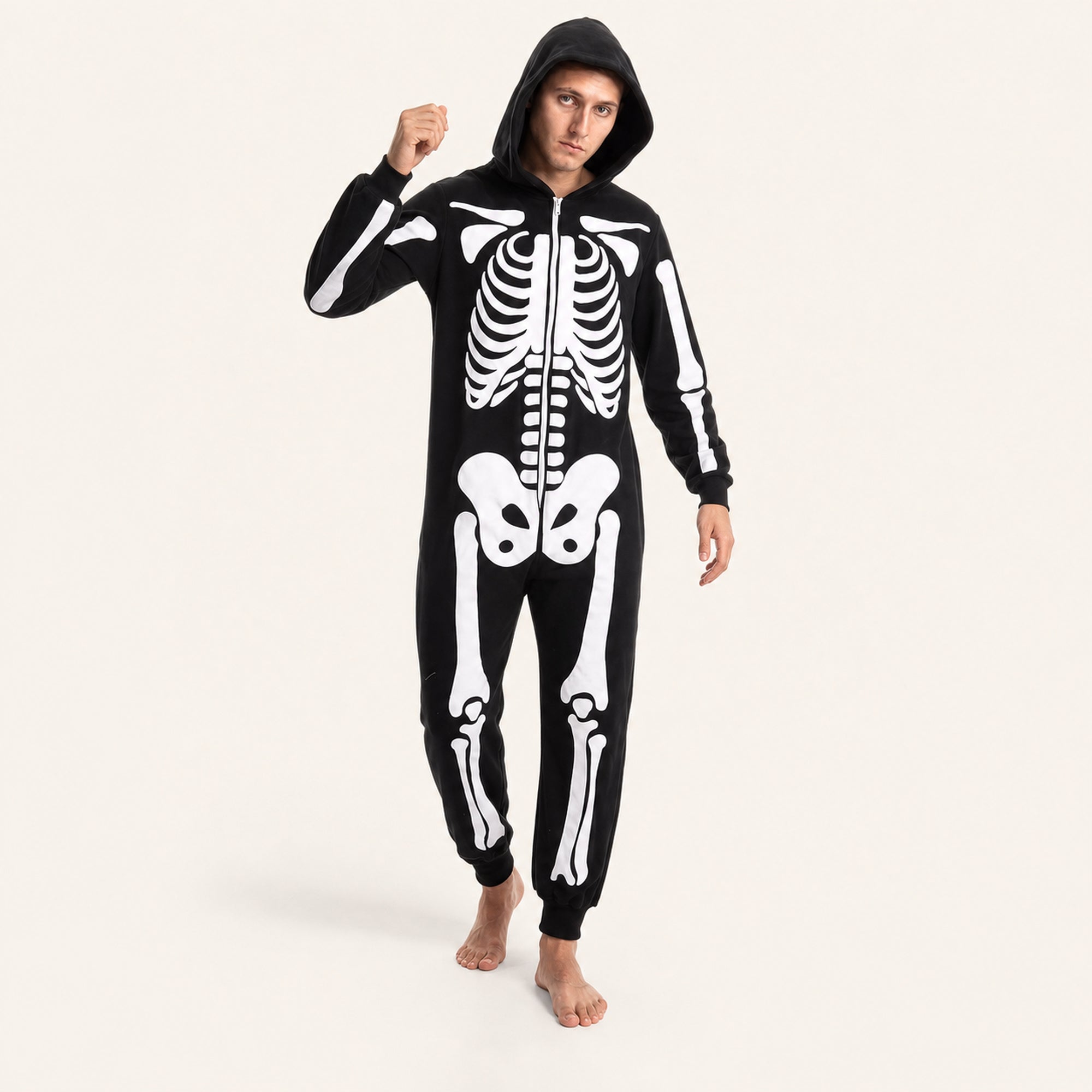 Leoxa black skeleton hooded onesie – 02 dynamic look