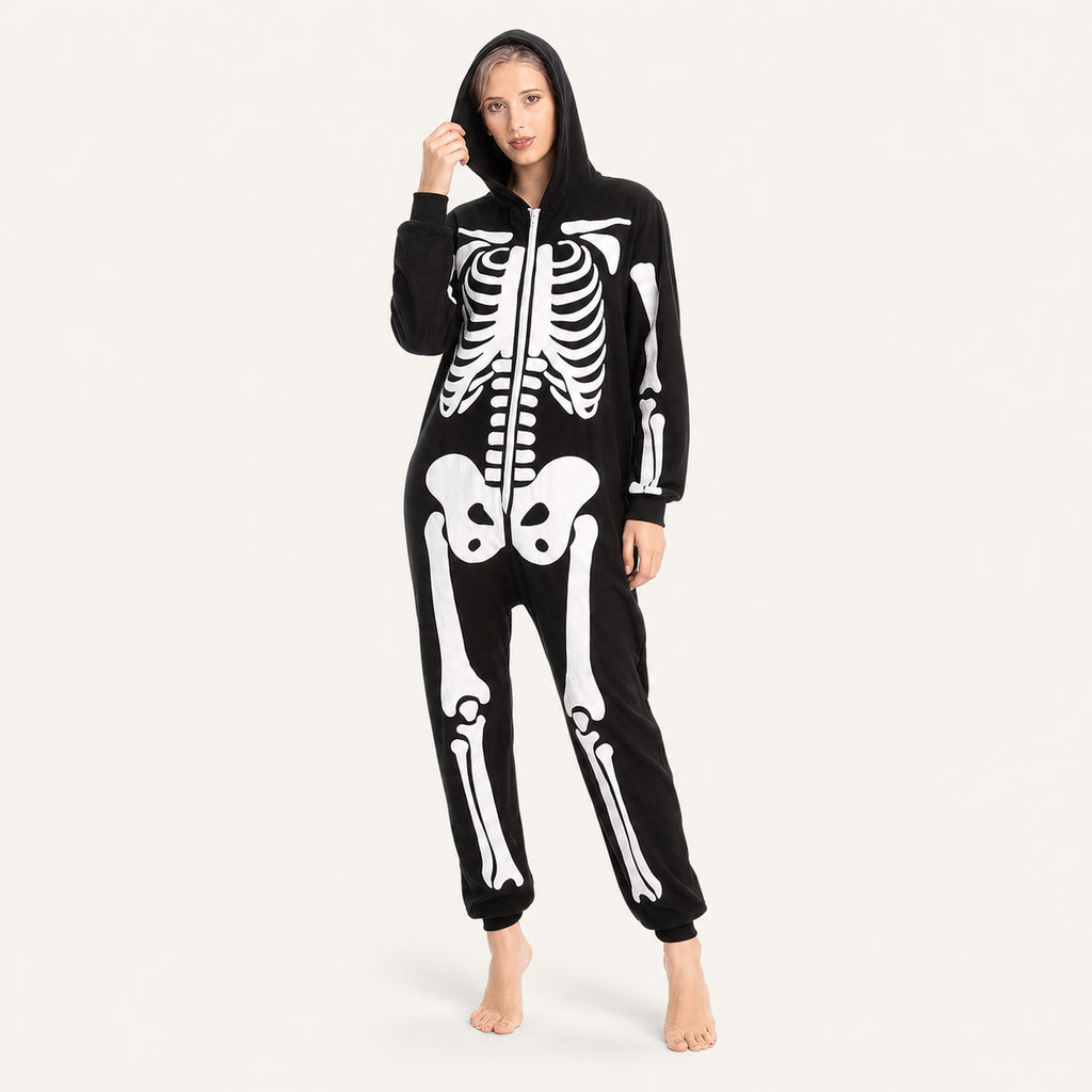 Leoxa black skeleton hooded onesie – 03 second look