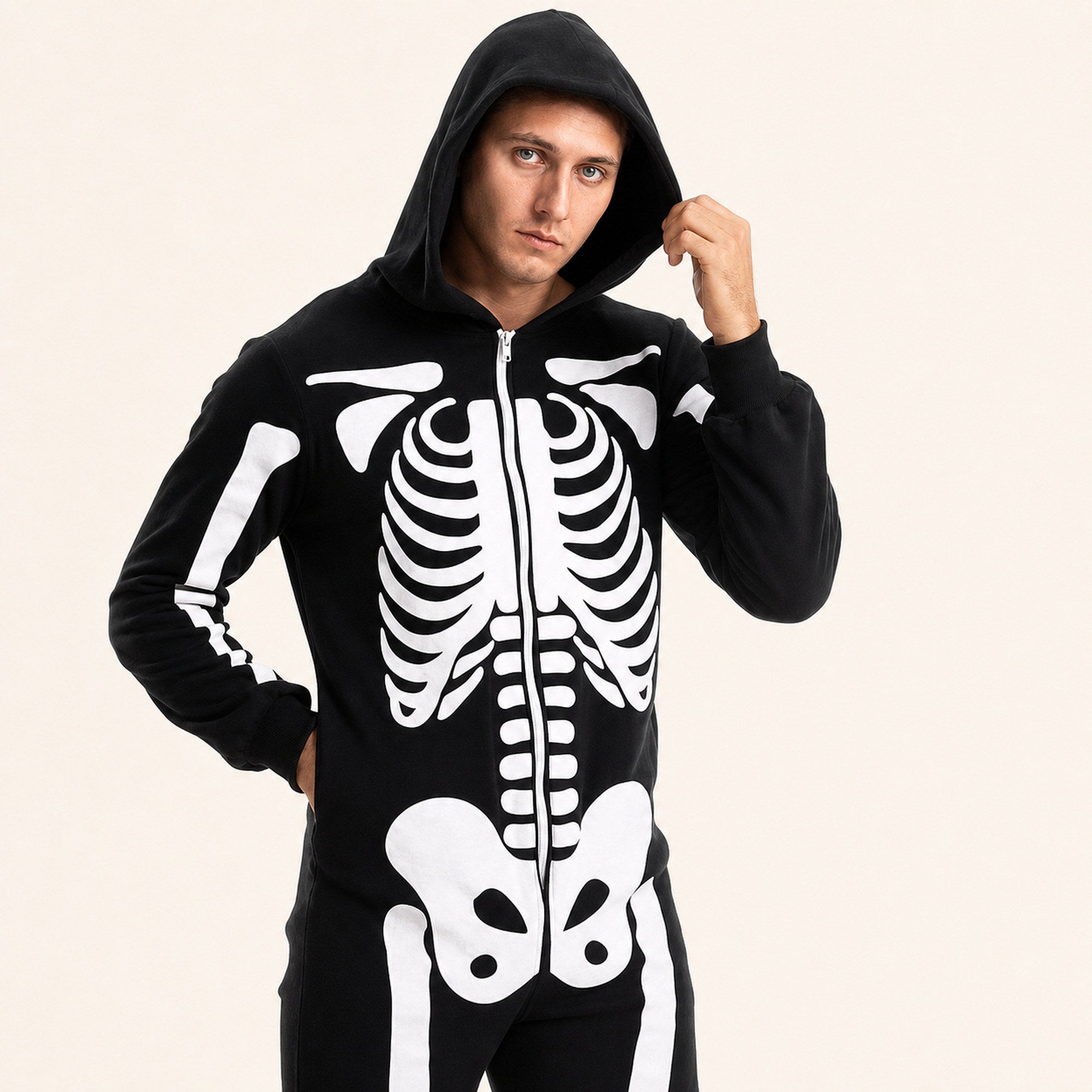 Leoxa black skeleton hooded onesie – 05 character detail