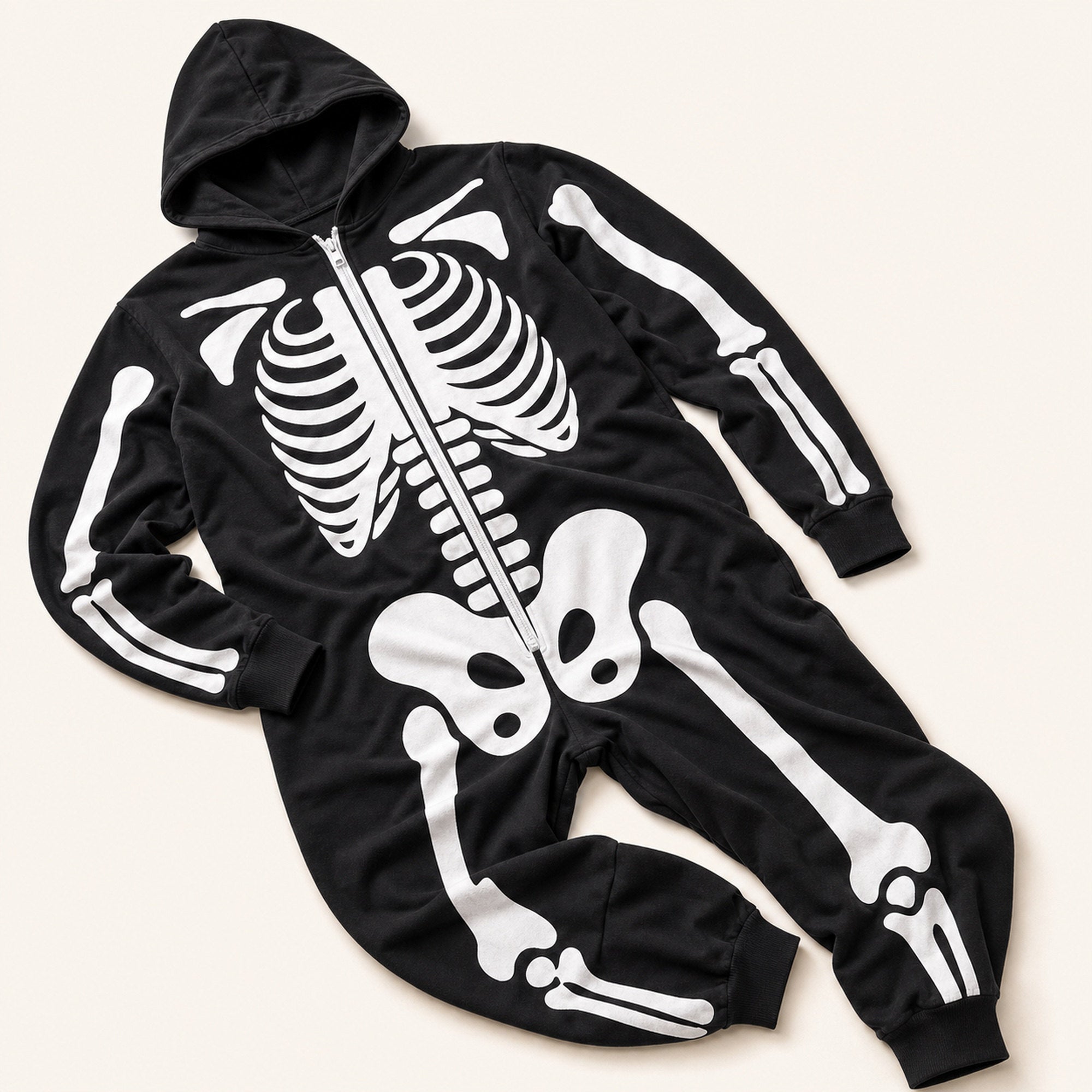 Leoxa black skeleton hooded onesie – 06 soft texture