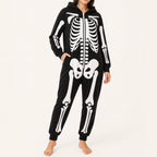 Leoxa black skeleton hooded onesie – 07 feature details