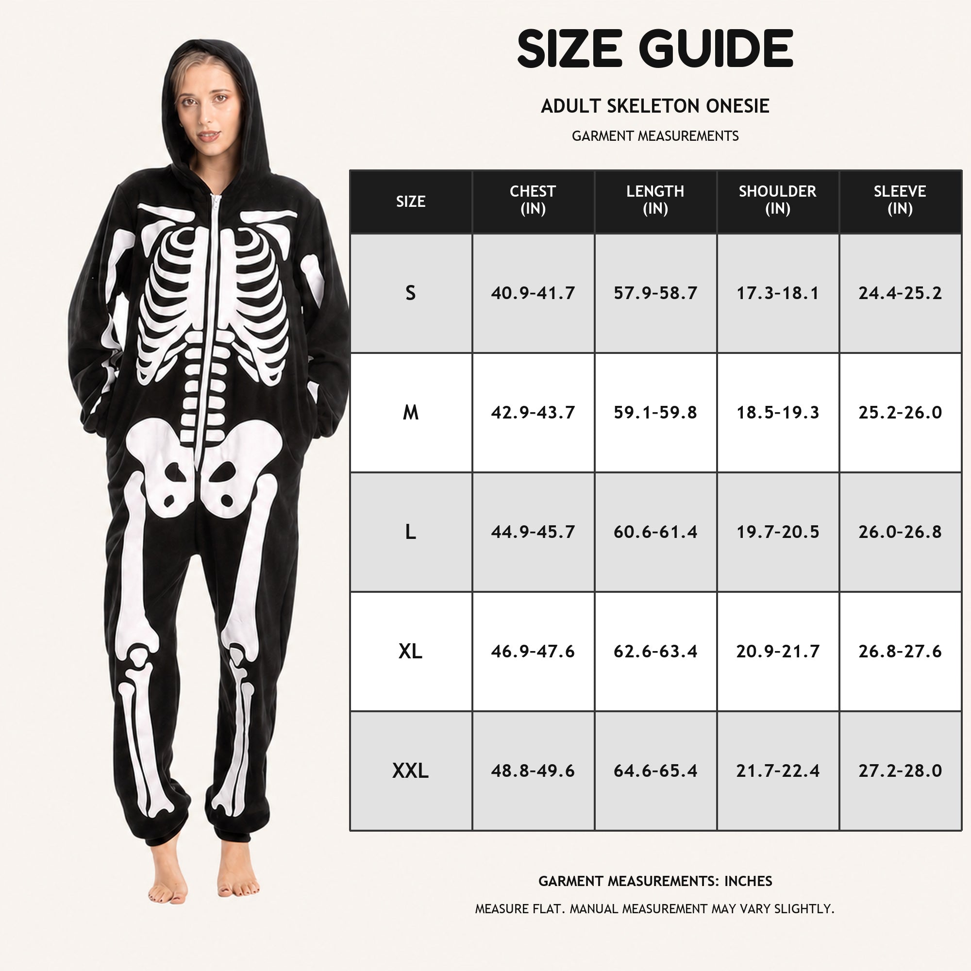 Leoxa black skeleton hooded onesie – 08 fit reference