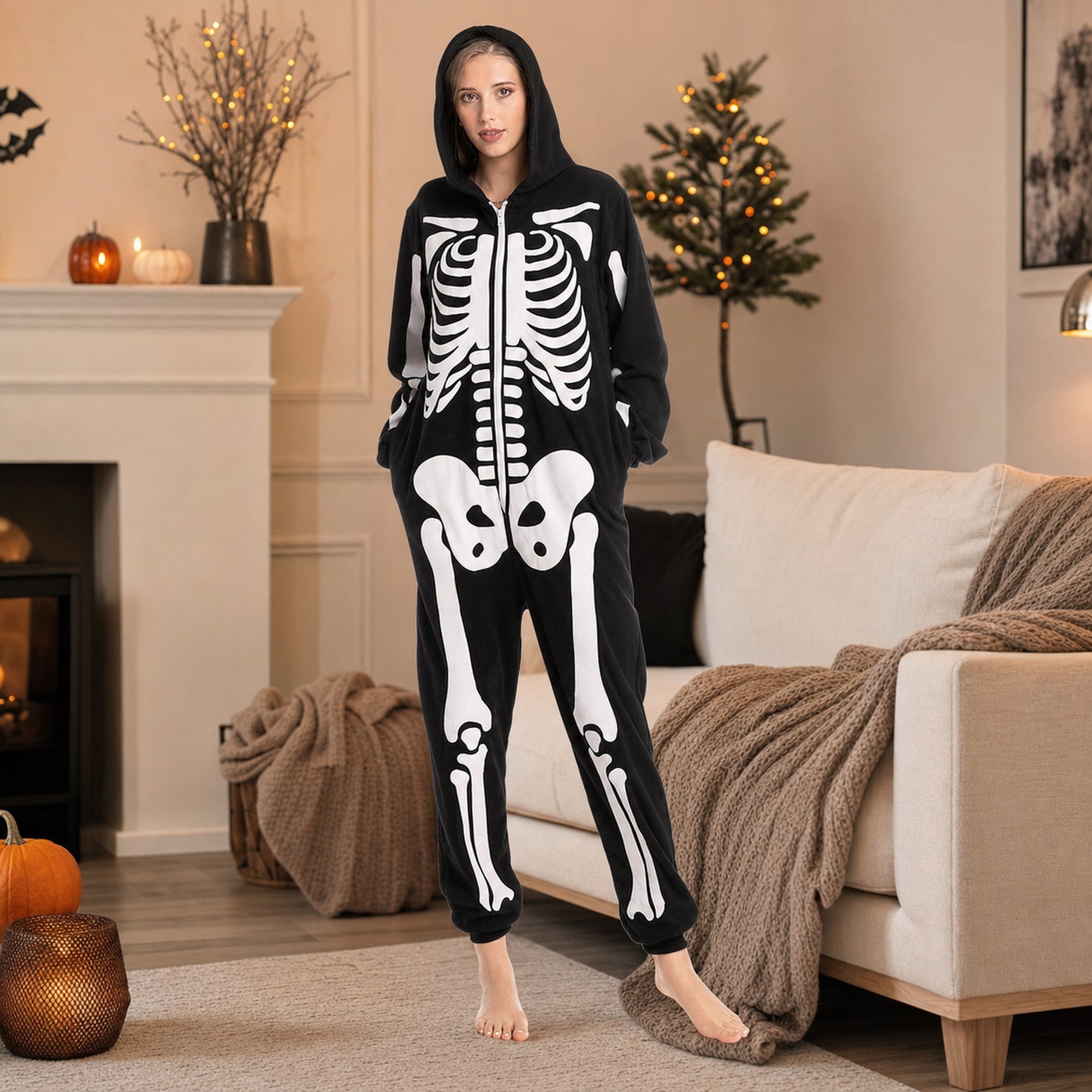Leoxa black skeleton hooded onesie – 09 lifestyle