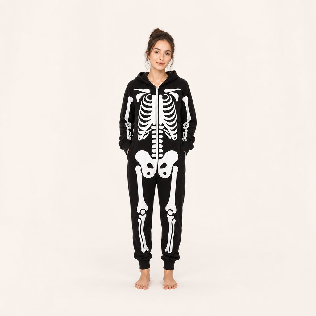 Leoxa black skeleton hooded onesie – 10 size S