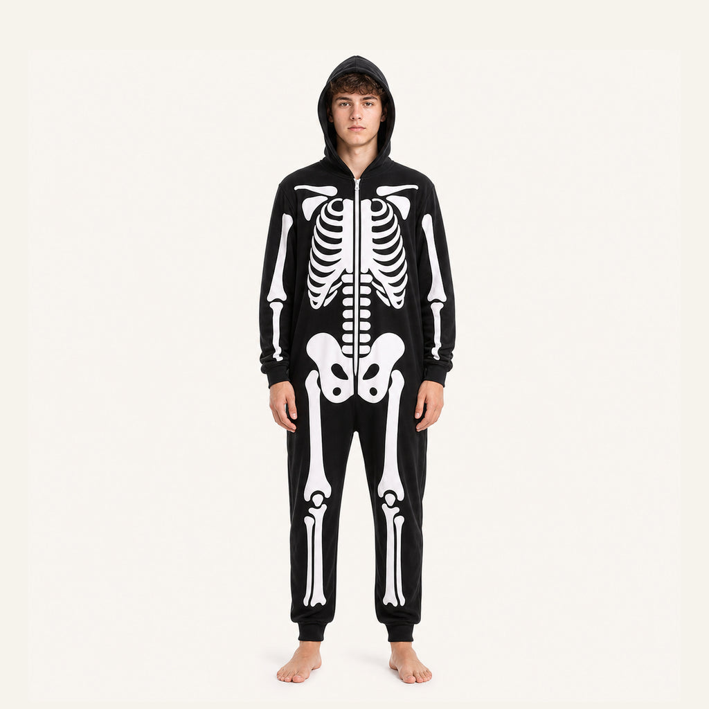 Leoxa black skeleton hooded onesie – 11 size M