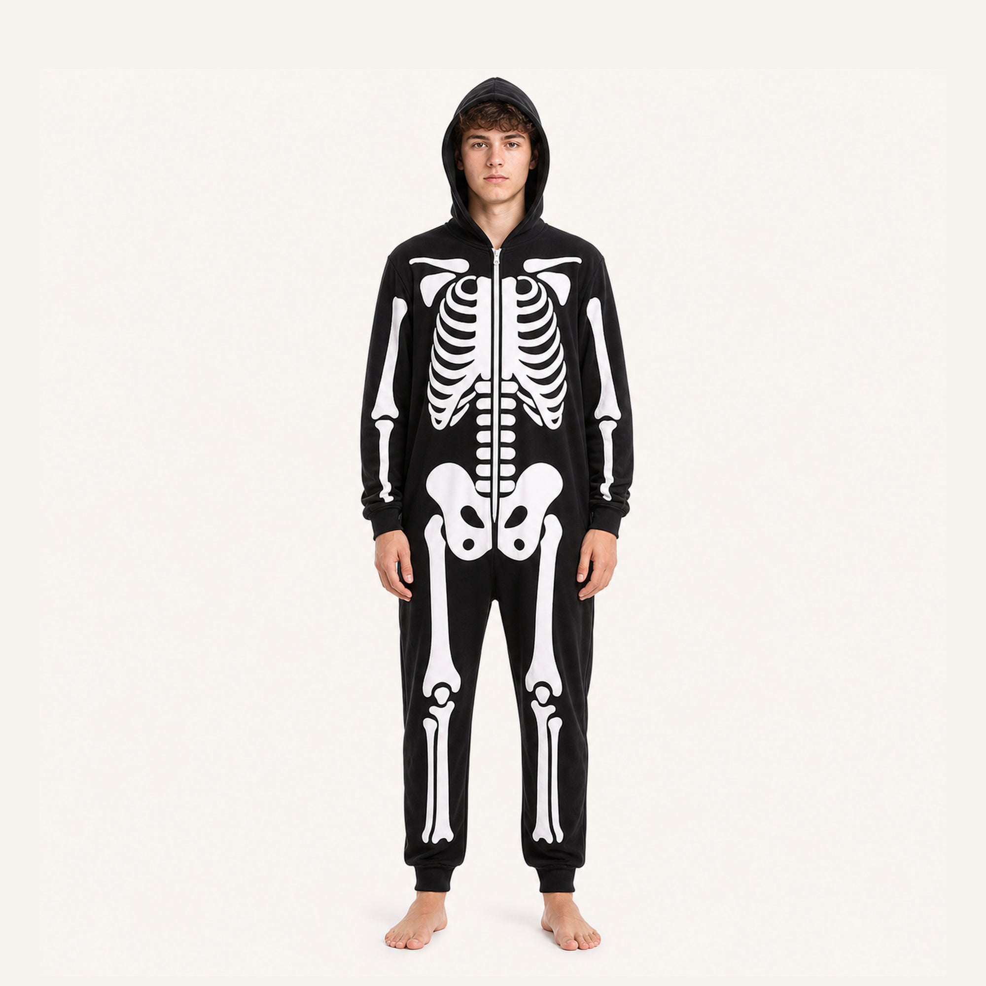 Leoxa black skeleton hooded onesie – 11 size M