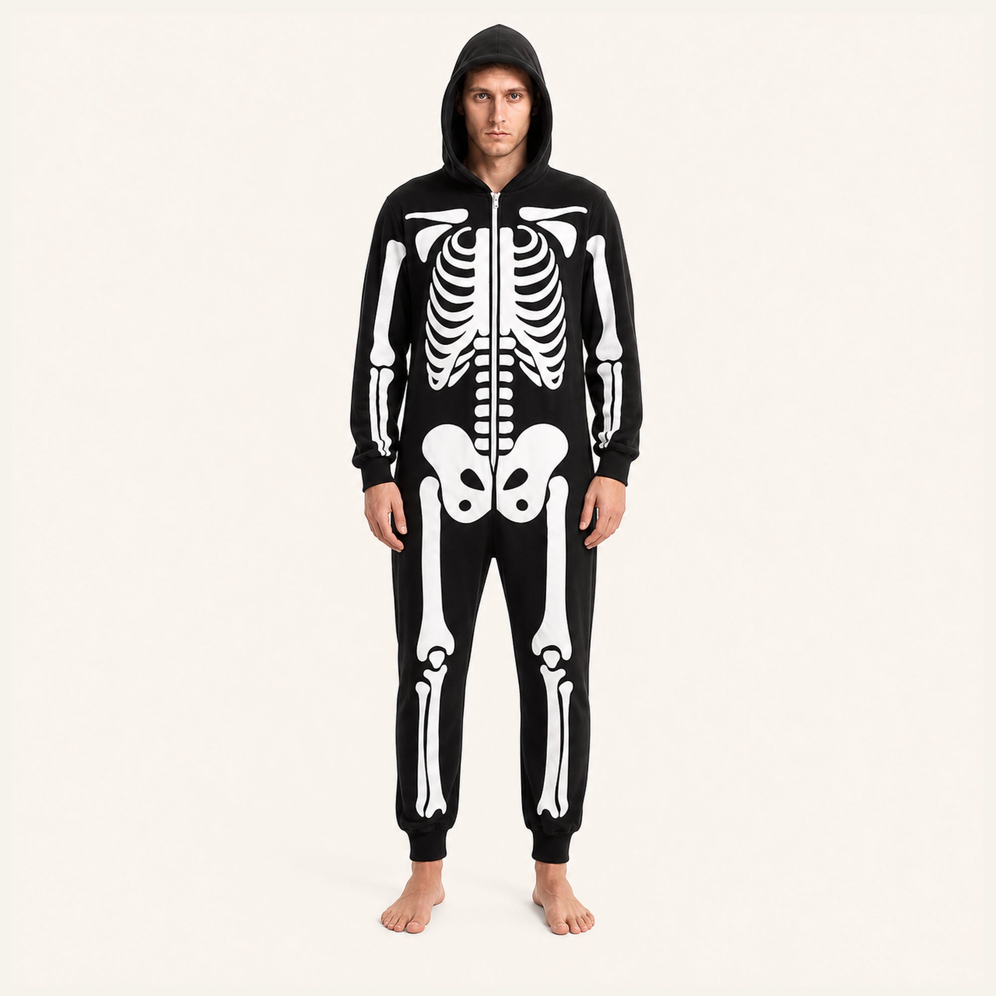 Leoxa black skeleton hooded onesie – 13 size XL