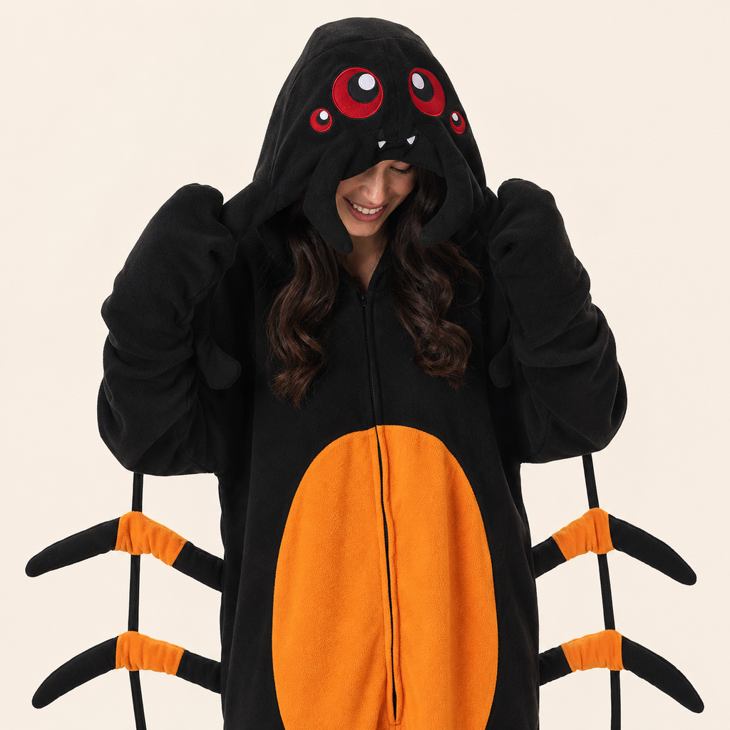 Leoxa black and orange spider kigurumi onesie — 05 character detail