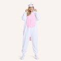 Leoxa white and pink unicorn fleece onesie front view