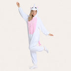 White and pink unicorn onesie styled front view