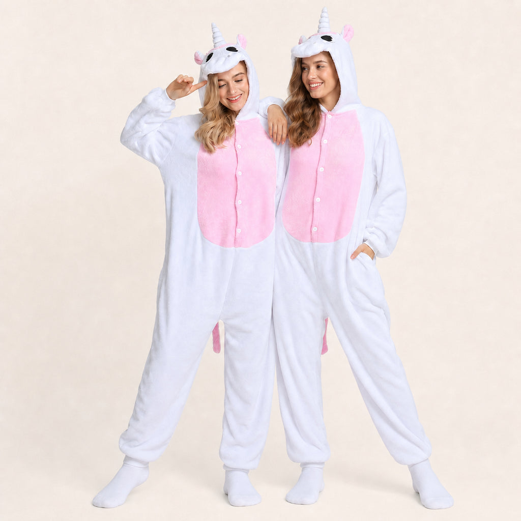 White and pink unicorn onesie matching look