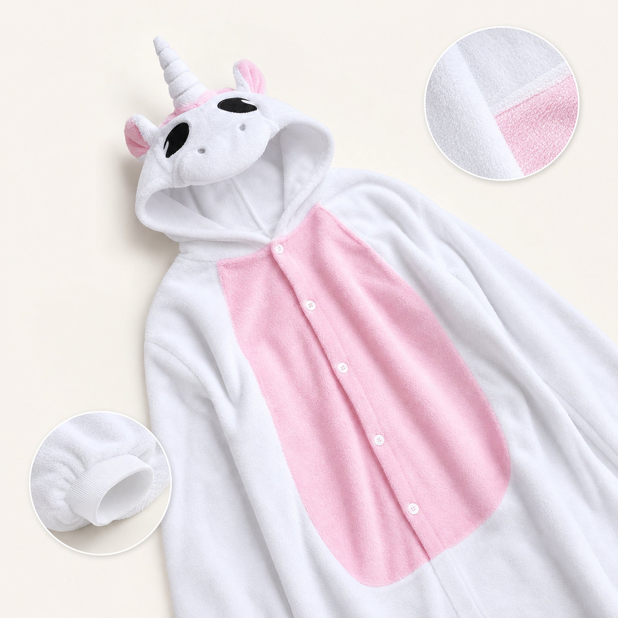 Soft plush fabric and front button detail