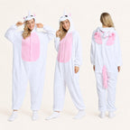 White and pink unicorn onesie front side and back views