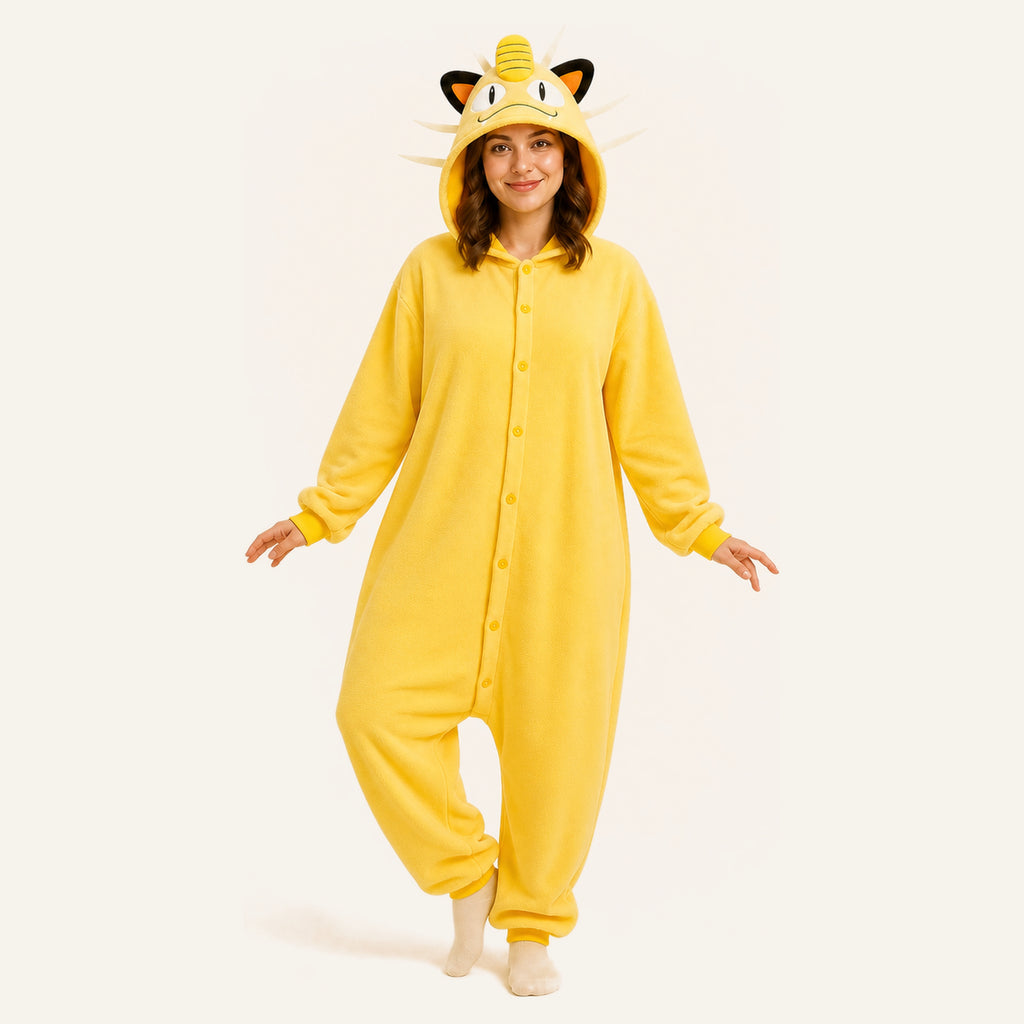 Yellow Cat Character Kigurumi Onesie - dynamic look