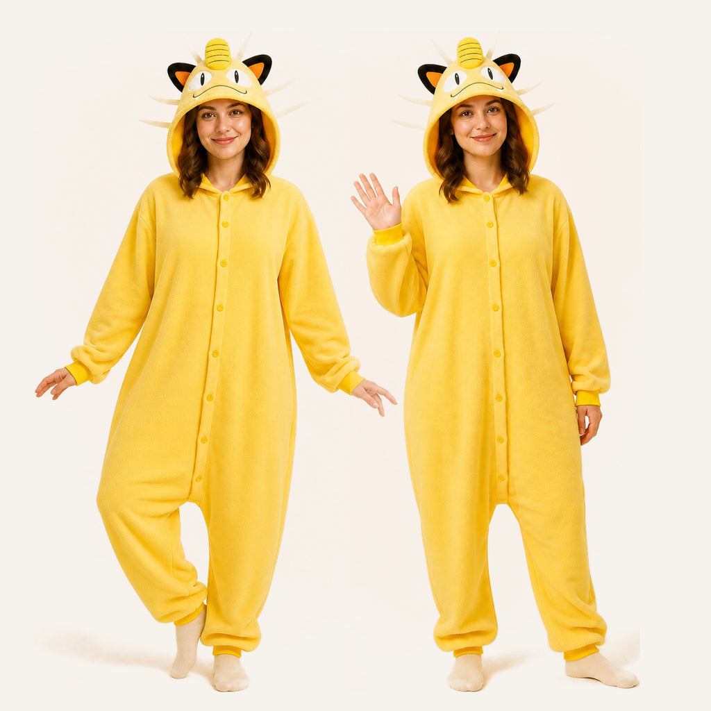 Yellow Cat Character Kigurumi Onesie - matching colors