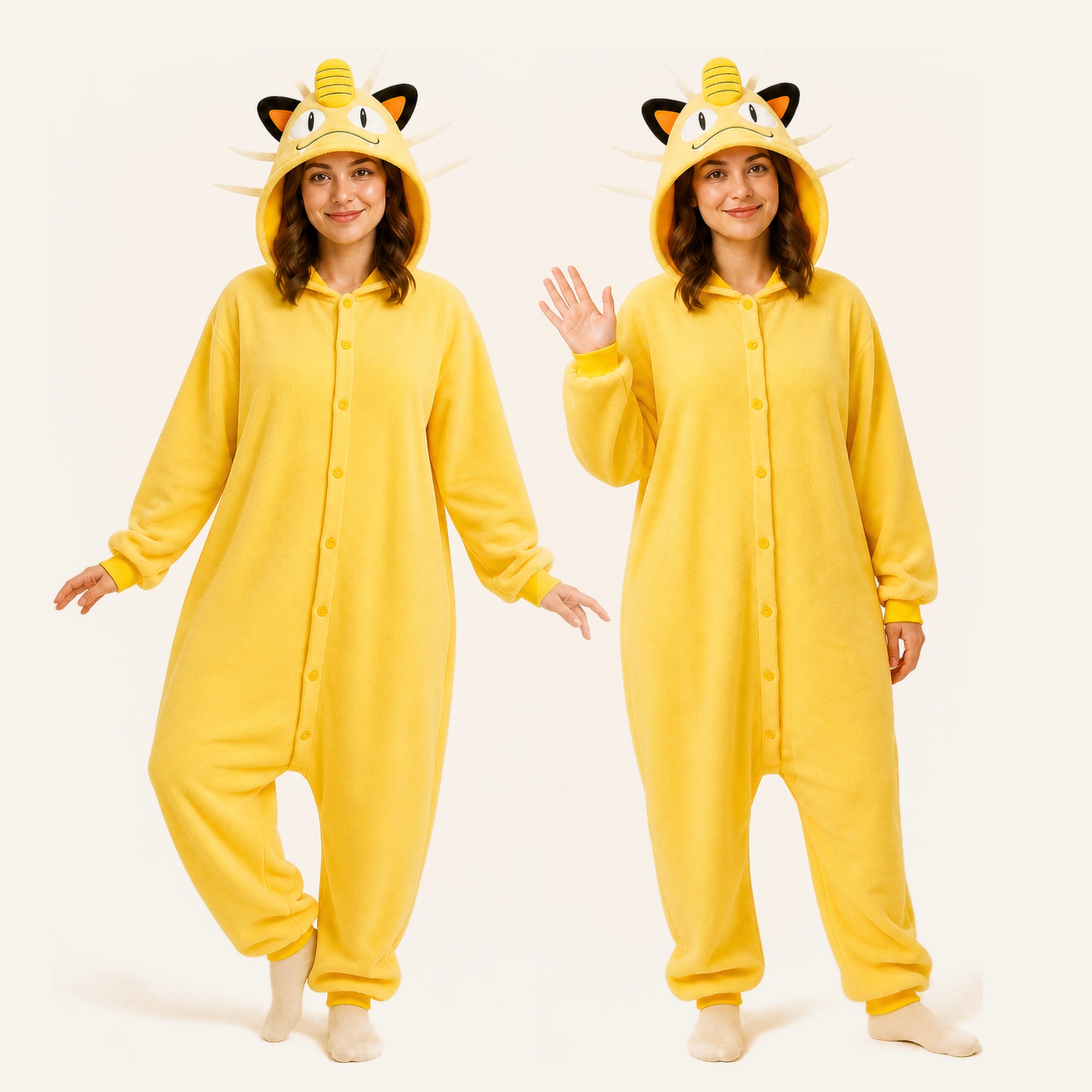Yellow Cat Character Kigurumi Onesie - matching colors