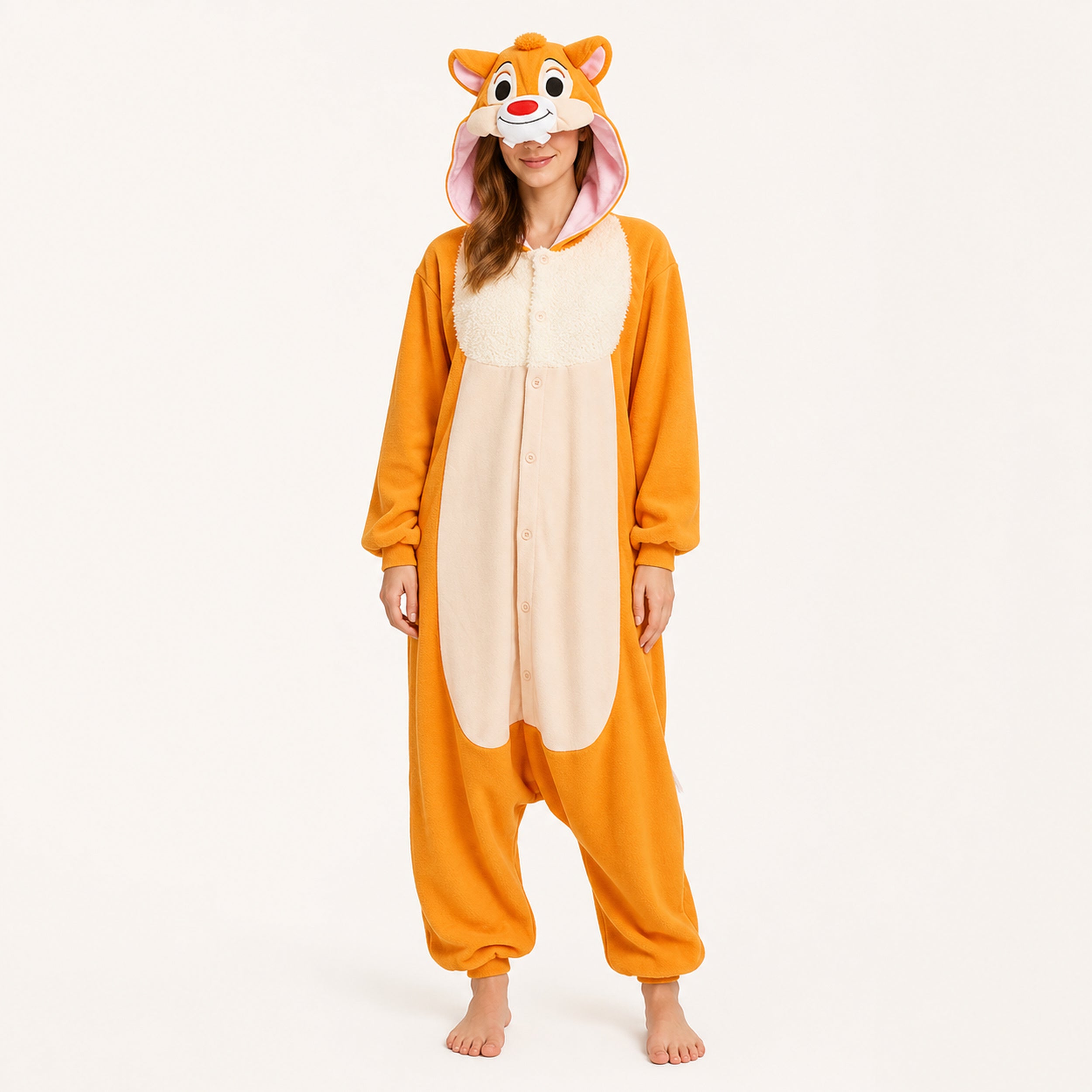 Orange Chipmunk kigurumi onesie front view