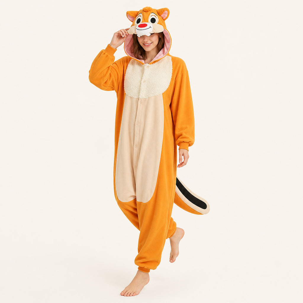 Orange Chipmunk kigurumi onesie dynamic look