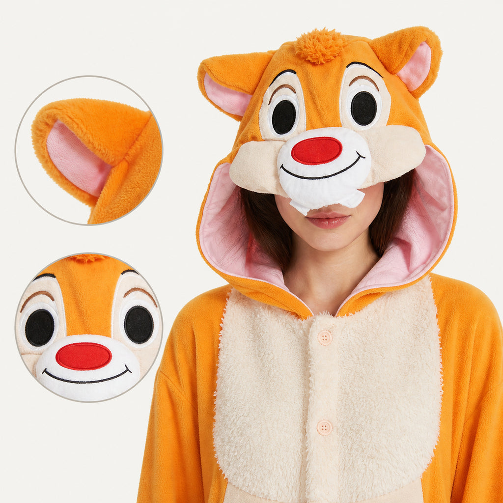 Orange Chipmunk kigurumi onesie character detail