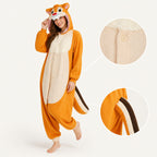 Orange Chipmunk kigurumi onesie feature details