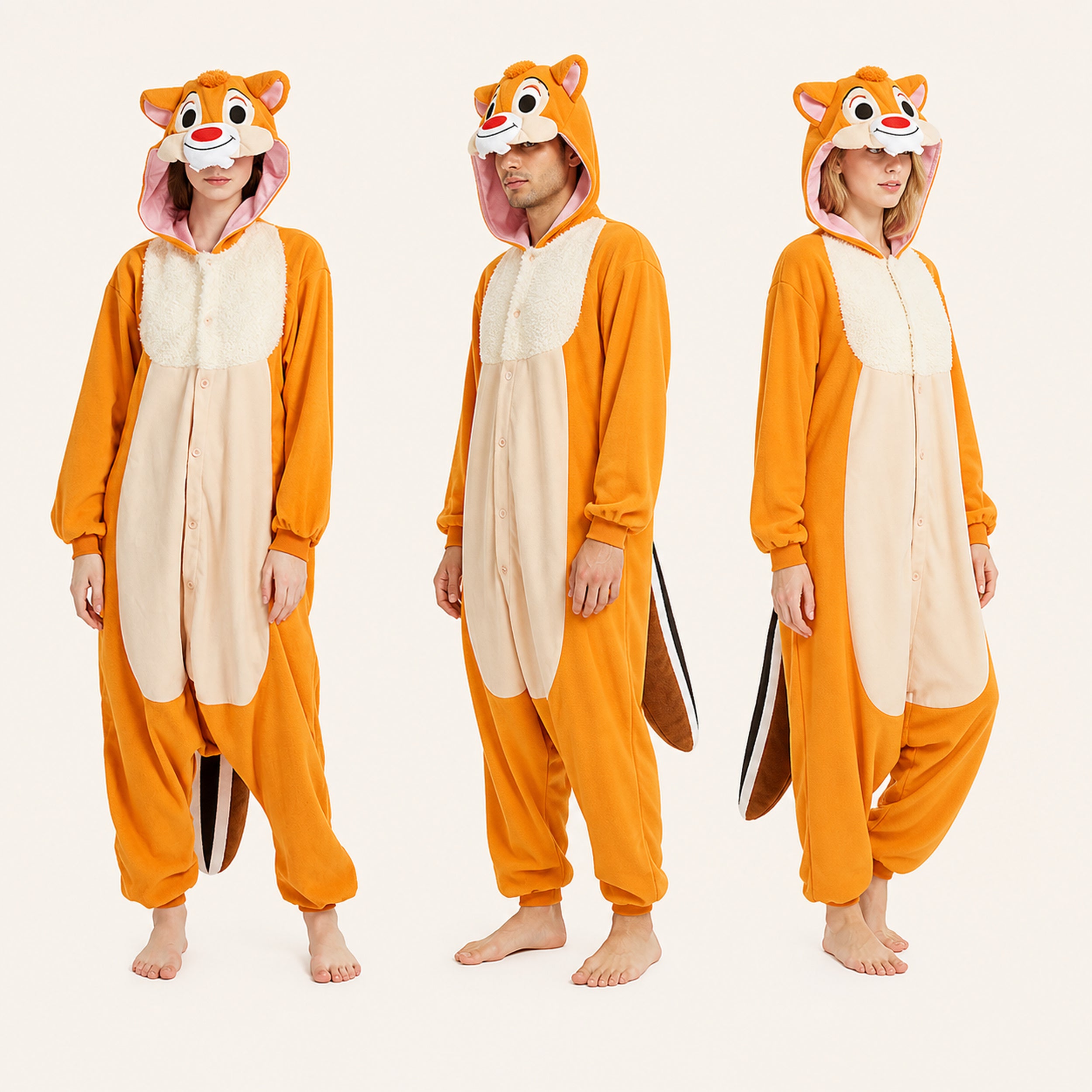 Orange Chipmunk kigurumi onesie variant lineup
