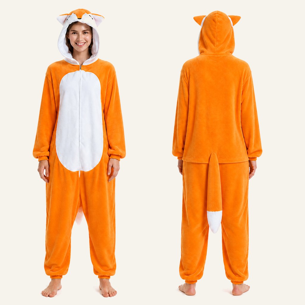 Orange Fox Kigurumi Onesie 02 front back