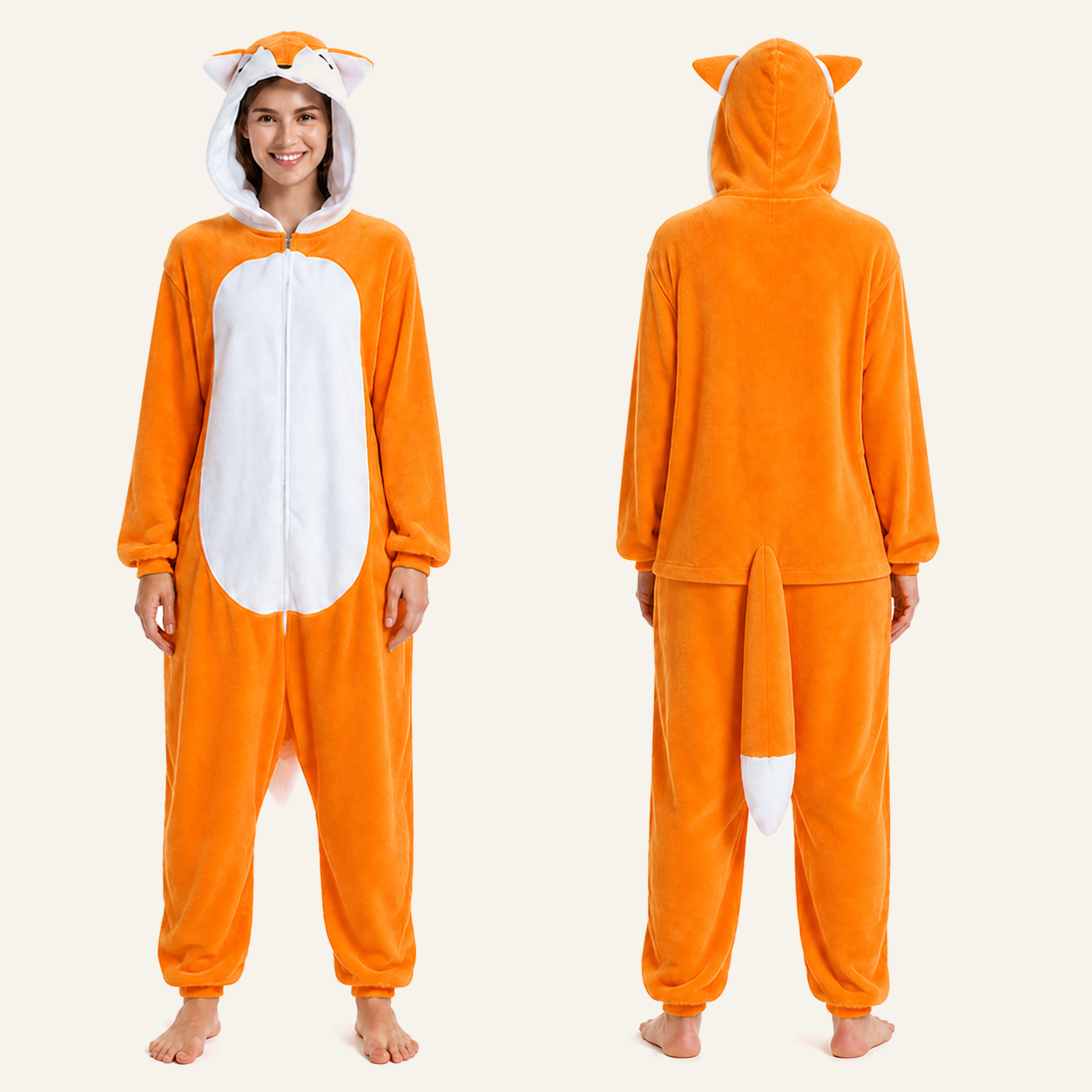 Orange Fox Kigurumi Onesie 02 front back