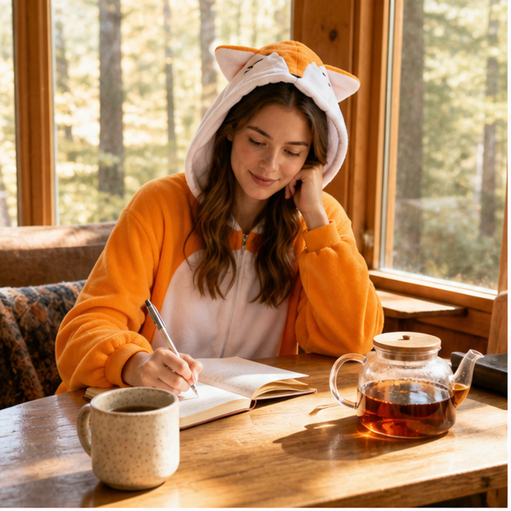 Orange Fox Kigurumi Onesie 05 home scene