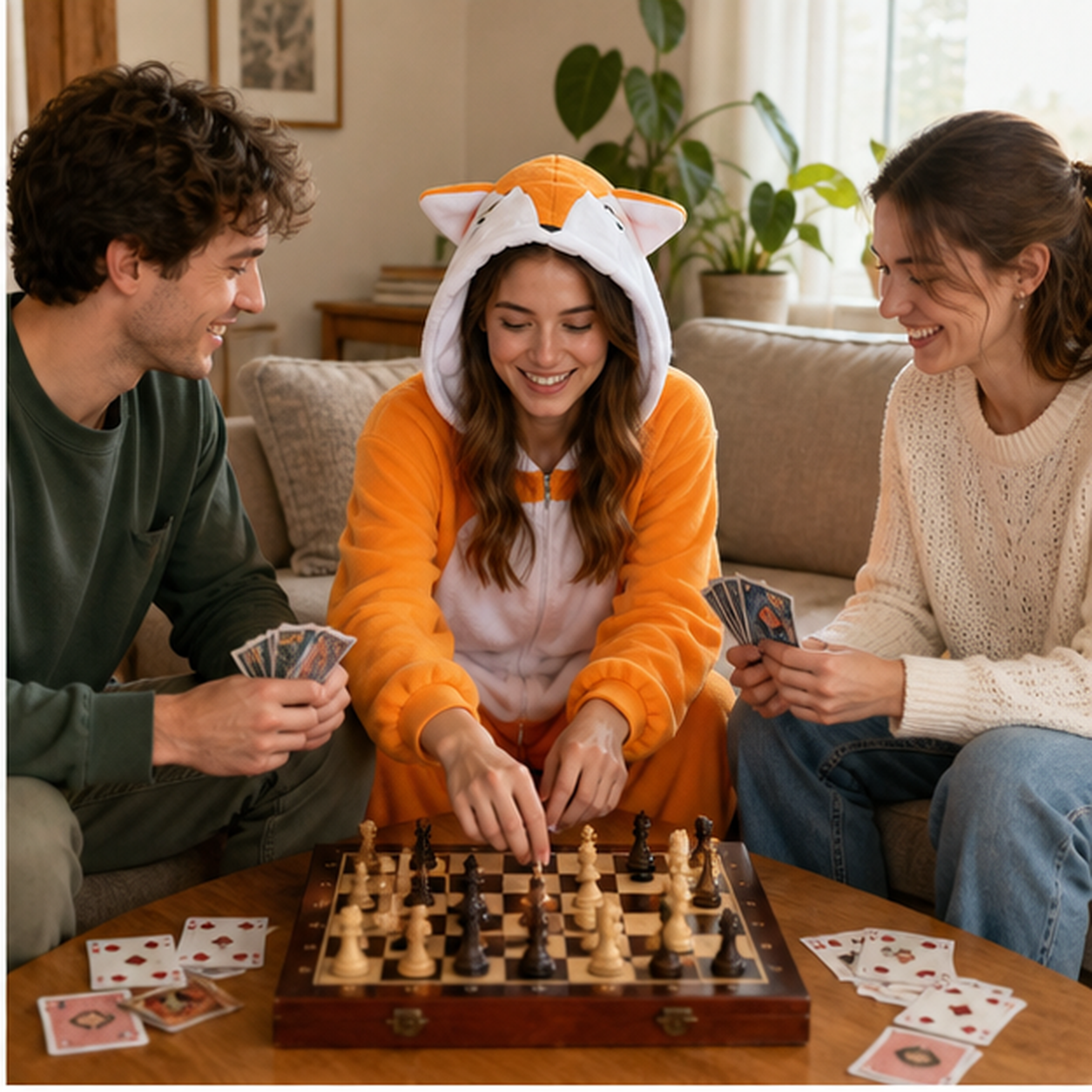 Orange Fox Kigurumi Onesie 06 friends scene