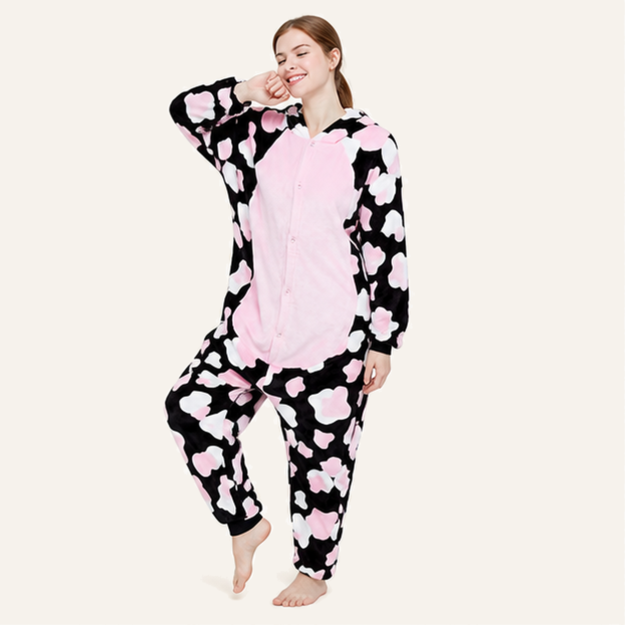 Pink Cow Character kigurumi onesie — 01 hero