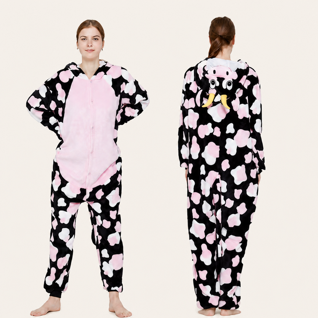 Pink Cow Character kigurumi onesie — 02 front back