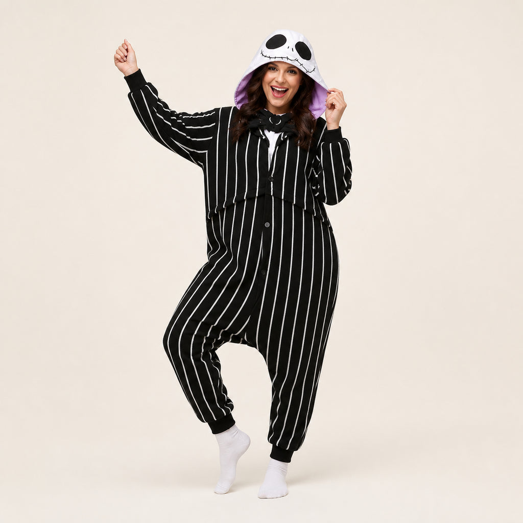 Pinstripe Skull kigurumi onesie dynamic look