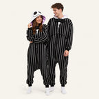 Pinstripe Skull kigurumi onesie matching colors