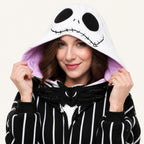 Pinstripe Skull kigurumi onesie character detail