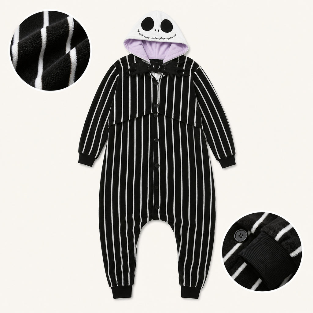 Pinstripe Skull kigurumi onesie soft texture