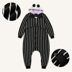 Pinstripe Skull kigurumi onesie soft texture