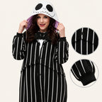 Pinstripe Skull kigurumi onesie feature details