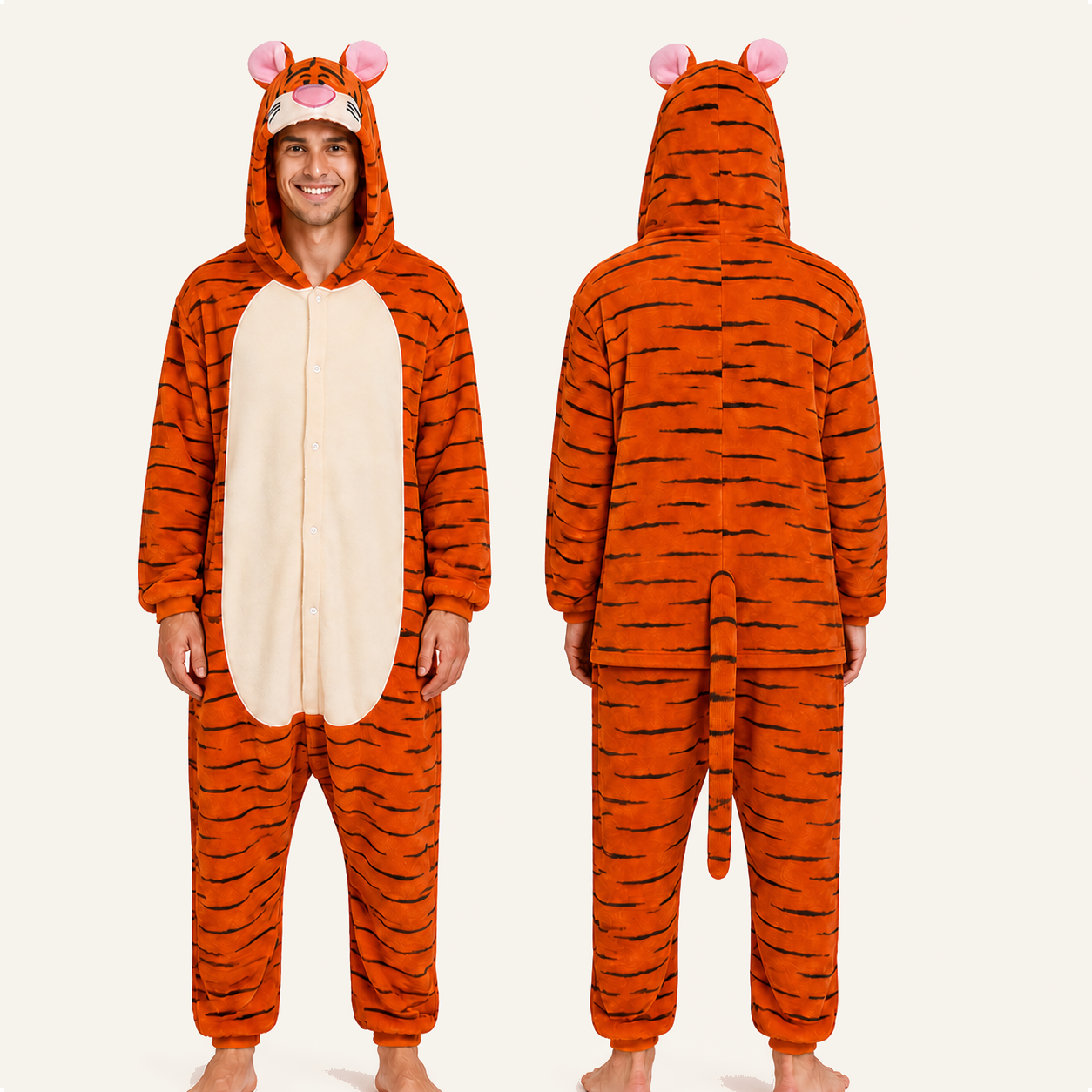 Tigger Cartoon Tiger Kigurumi Onesie 02 front back
