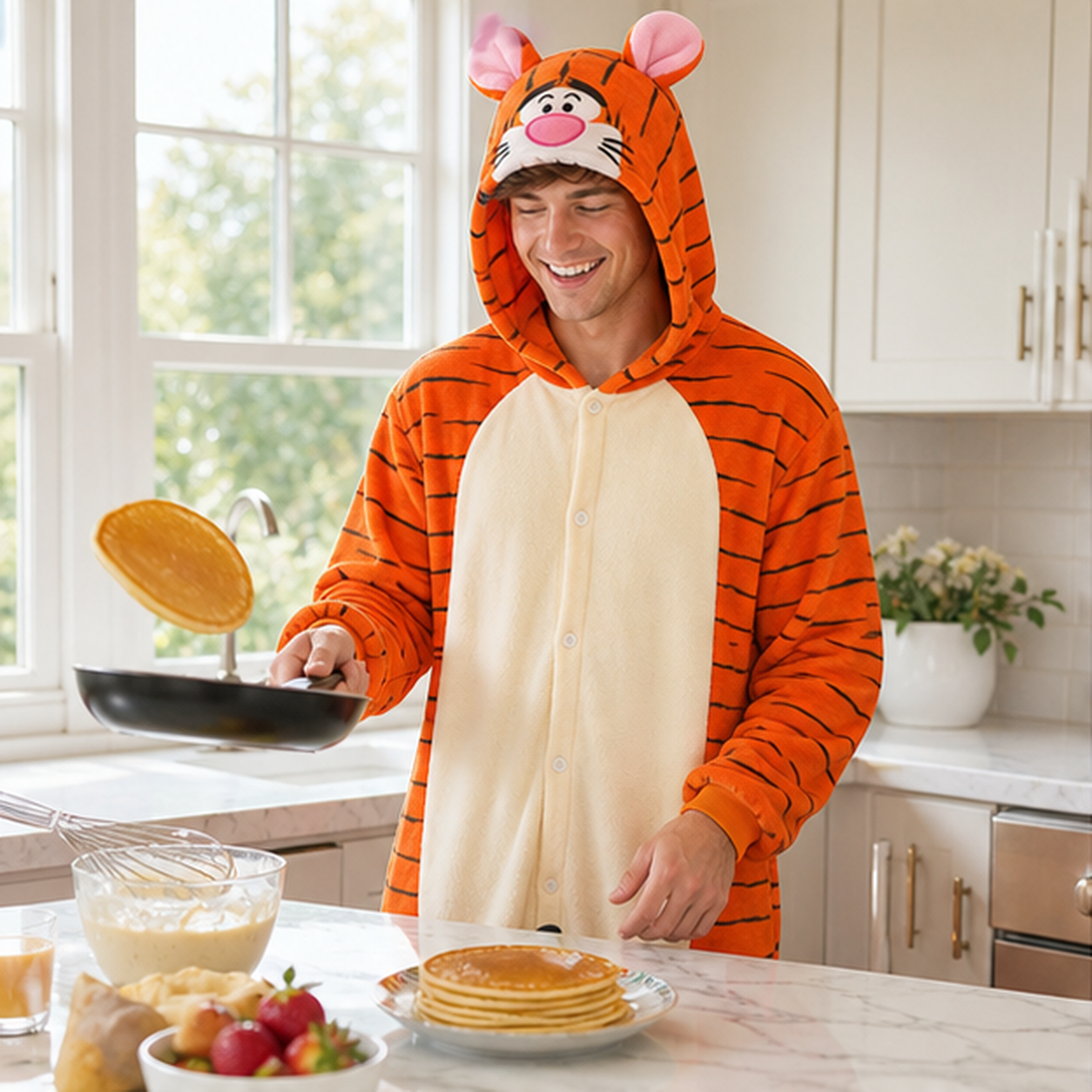 Tigger Cartoon Tiger Kigurumi Onesie 05 home scene