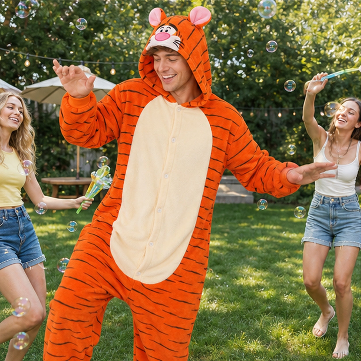 Tigger Cartoon Tiger Kigurumi Onesie 07 outdoor scene