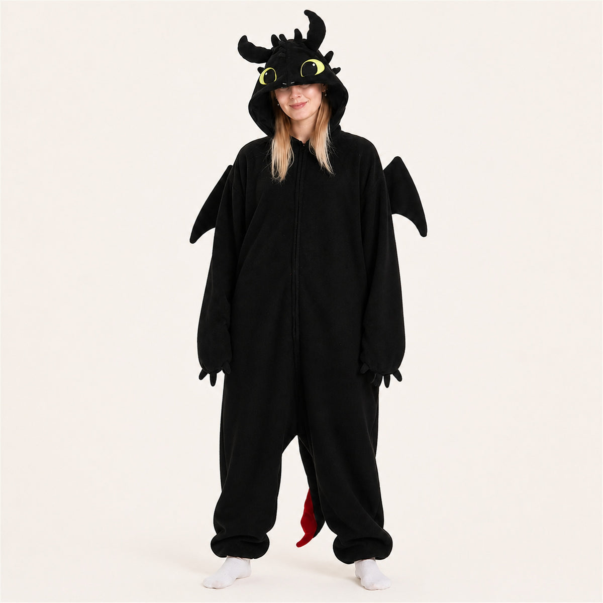 Two-Tone Dragon kigurumi onesie in black and red